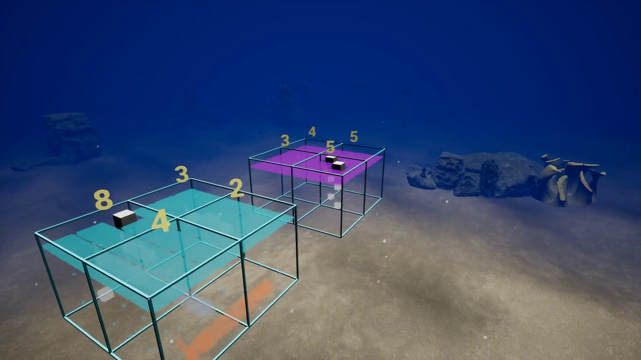向かい合う 2 つの立体の海